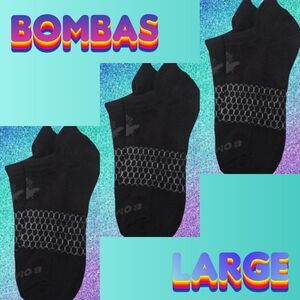 Bombas Ankle Socks Large 3 Pair Unisex Womens & Mens Honeycomb Black/Grey BNWT